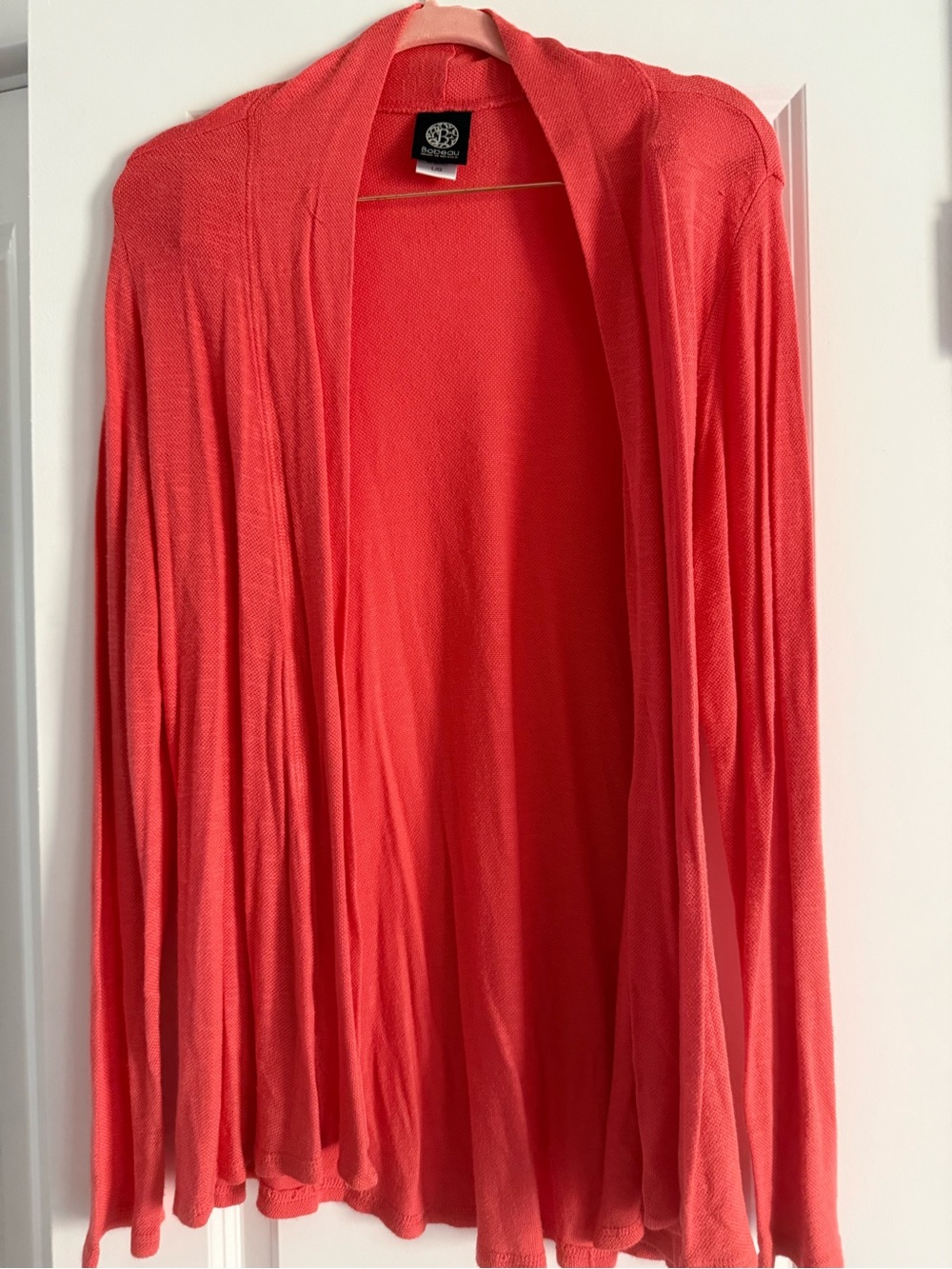 bobeau Coral Open-Front Lightweight Cardigan
